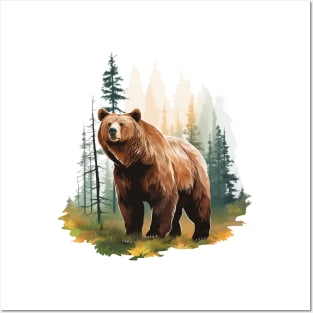 Watercolor Grizzly Bear Posters and Art